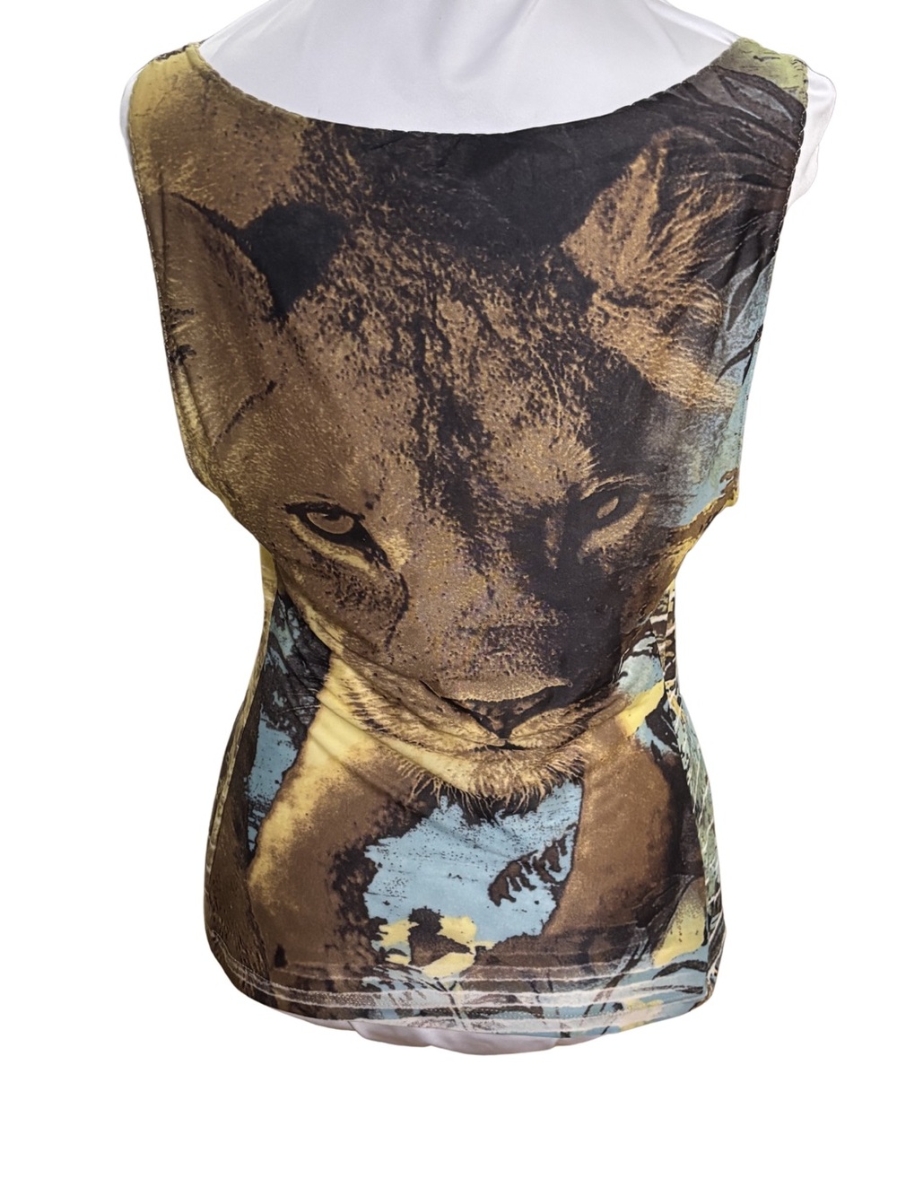 Roberto Cavalli SS2002 Lion Print Tie Front Top M